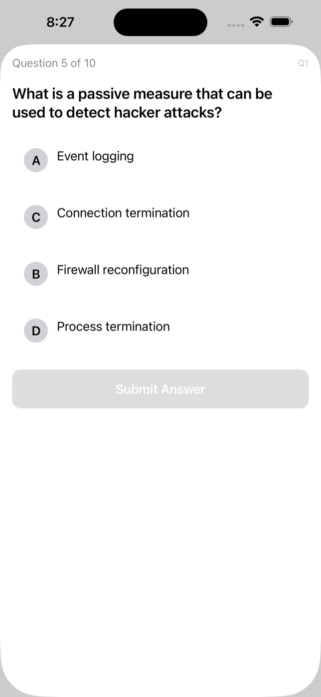 Question detail screen